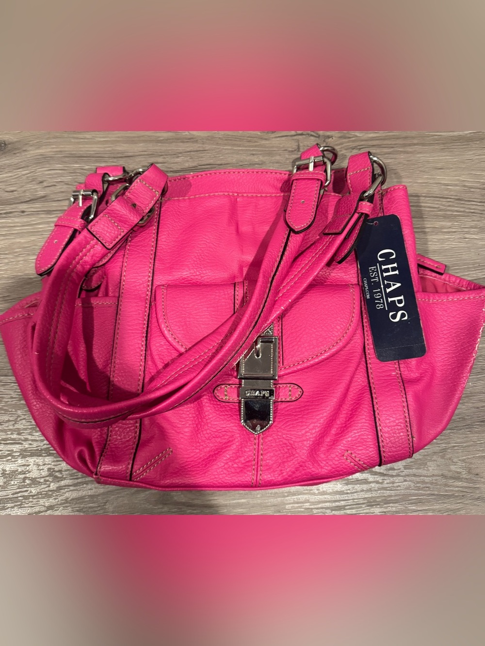 Chaps Hot Pink Leather Shoulder Satchel